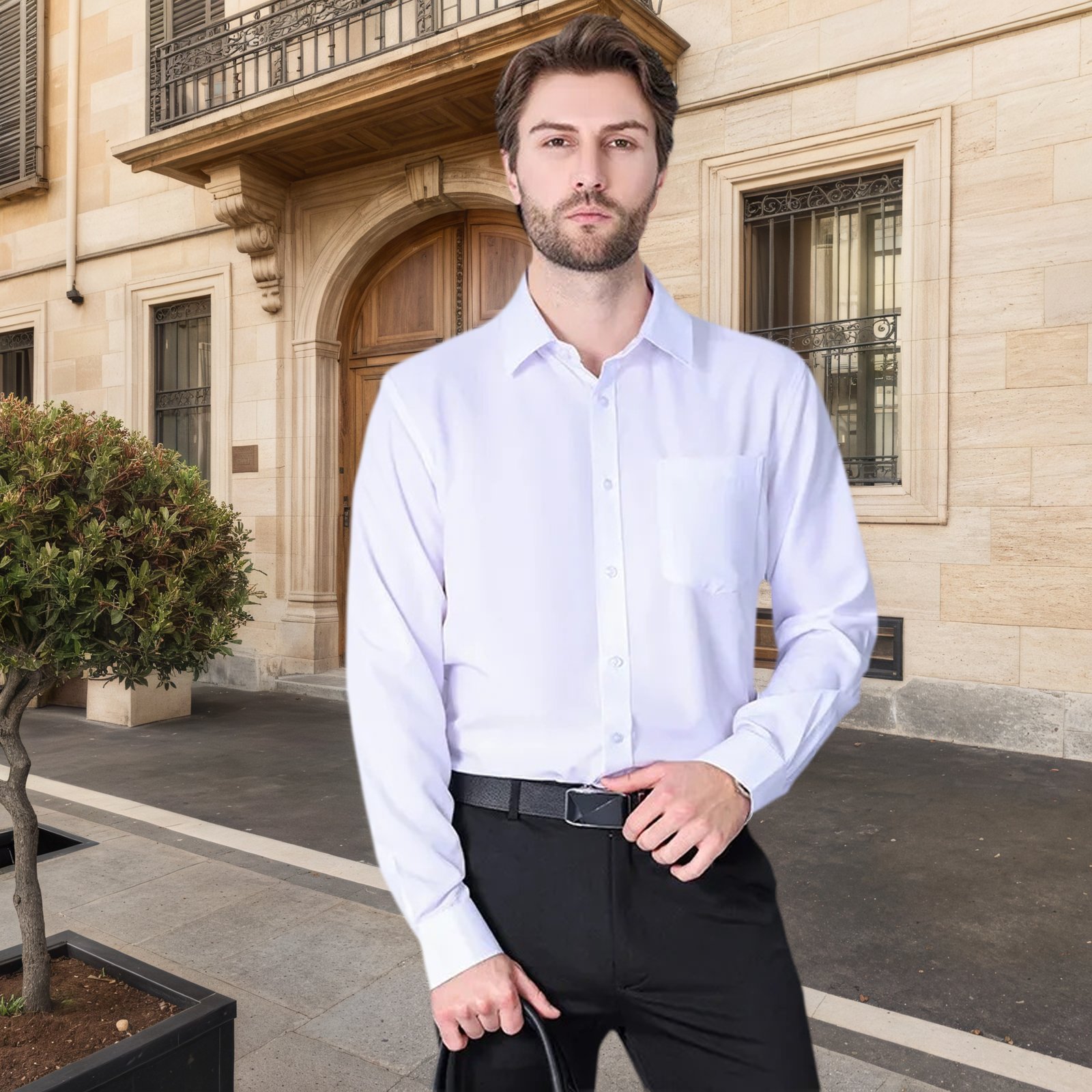 Weißes Langarmhemd für Herren Weißes Langarmhemd für Herren